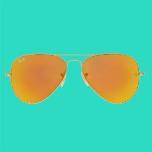 Rayban sunglasses colored background ortery example product photography