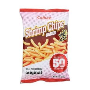 calbee shrimp chips baked bag grocery and food product photography example