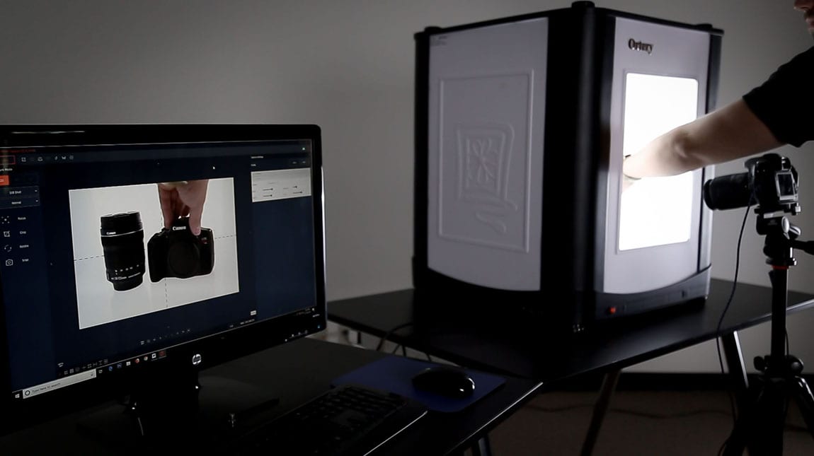 Ortery PhotoBench 120 in use