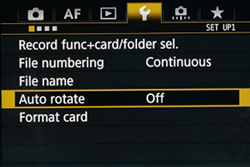 Auto rotate off canon