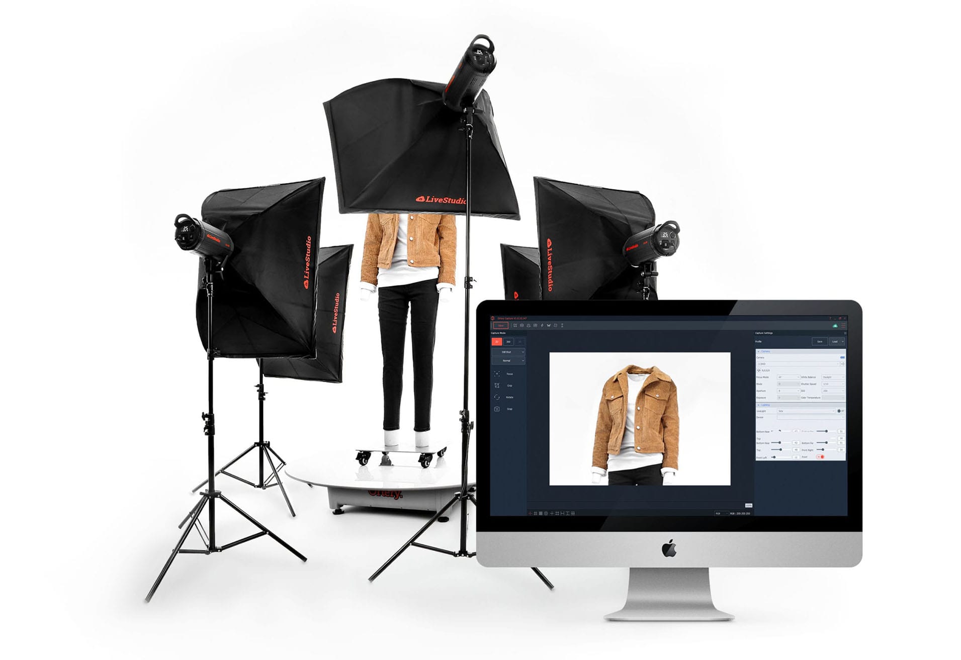 Ortery LiveStudio LED Photography Studio Light Kits controlled by software.