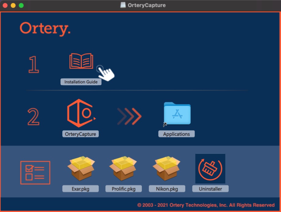 Ortery_Mac_Installer Ortery Capture Mac Installation Interface